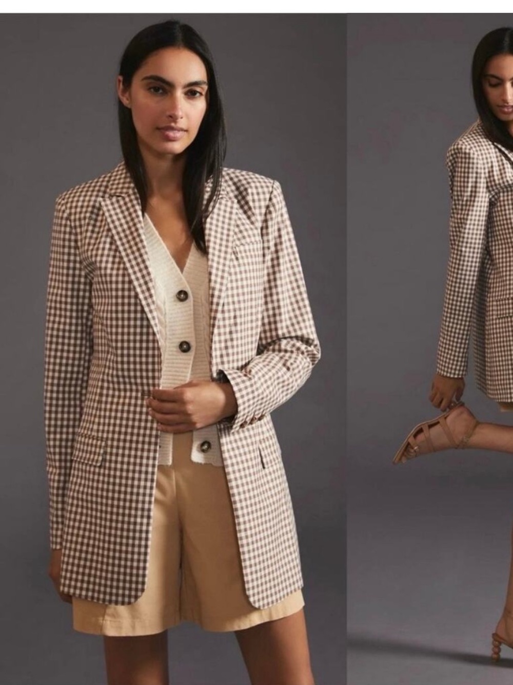 Favorite Daughter Brown & Cream Gingham Blazer